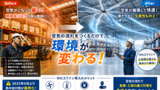 HVLSファンとは？倉庫・工場の暑さ対策に効果的な大型低速ファンを解説 