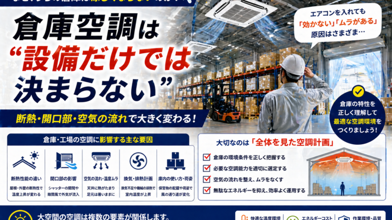 倉庫・工場のエアコン選び方ガイド｜業務用エアコンの選定ポイントを解説